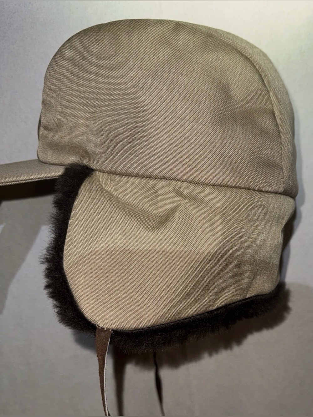 Broner Trapper Hat Mens Medium Tan Cordura Nylon Ear Flap Winter Cap Made in USA